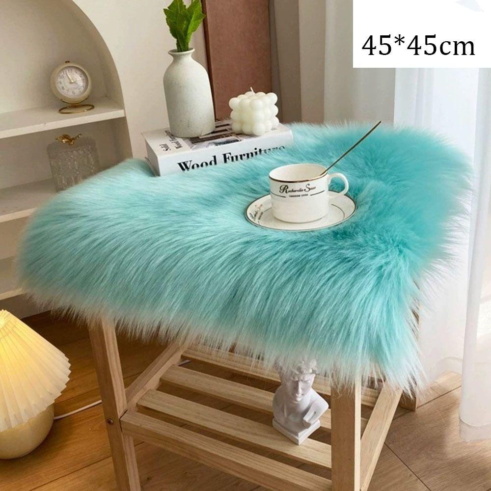 Fluffy Display Dressing Table Mat 45*45cm Shaggy Fur Rugs Sofa Pillow Cushion Chair Cover