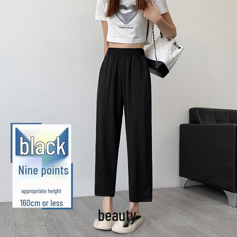 

Женские летние брюки слим черного цвета с высокой посадкой, Новая коллекция 2025, Маленький размер, Повседневные узкие прямые штанины. L for 110-120 lbs чёрный