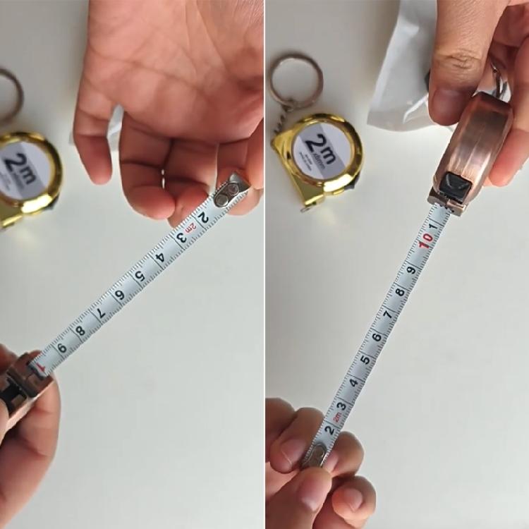 40g Kohlenstoffstahl Maßband 2M Länge Schlüsselanhänger Design für Möbelkauf Autozubehör Genaue Messungen