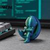 Office Desk Astronaut Figurine 3D Printed Moon Figurine, Sitting on Crescent Spaceman Decor Statue, Desktop Decoration for Home Bookshelf