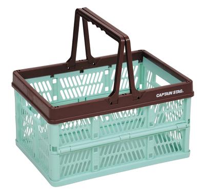 Captain Stag Folding Container Basket Folding Handy Container with Handle Large Mint Green CS Charmant (CAPTAIN STAG) UL-1033