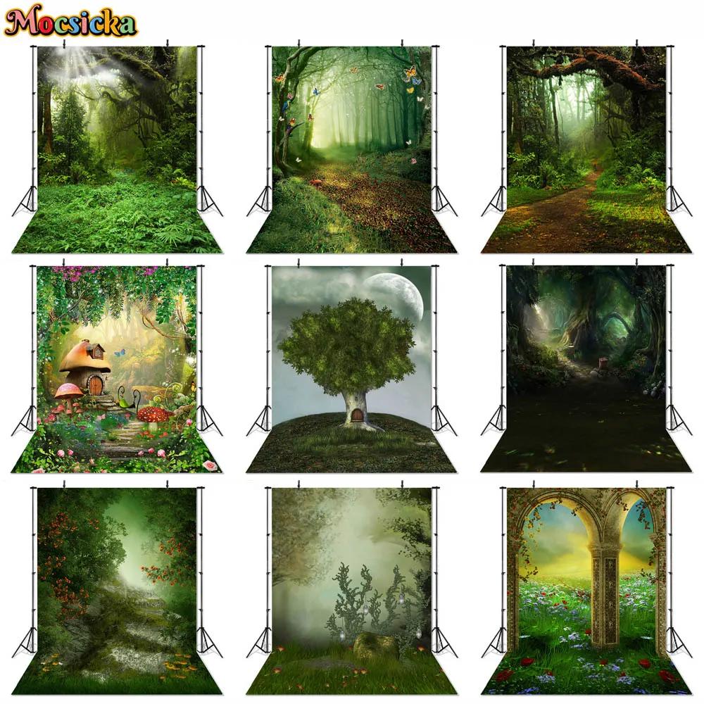 Spring Photography Backdrop Easter Grass Forest Fairyland Fairy Kids Baby Cake Smash Portrait Background Photo Studio Photophone