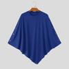 INCERUN Men Ribbed Knit Poncho Tops Side Button Batwing Sleeve Loose Casual Pullovers