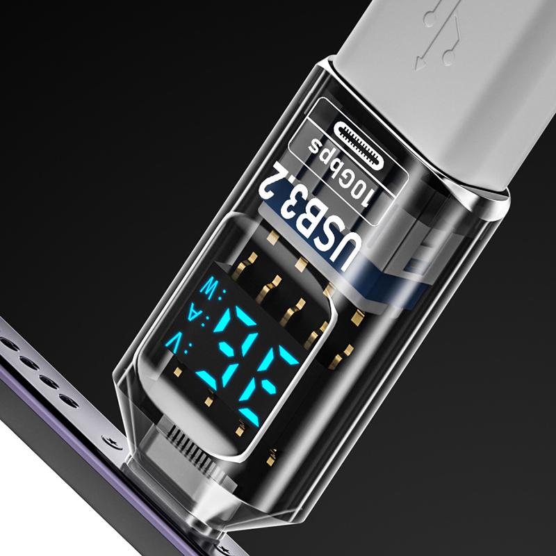 36W 3A Qc Charging Adapter With Digital Display Voltage Current Power Meters Usb 3.2 10Gbps Otg Usb A Male To C Pd 60W Charger