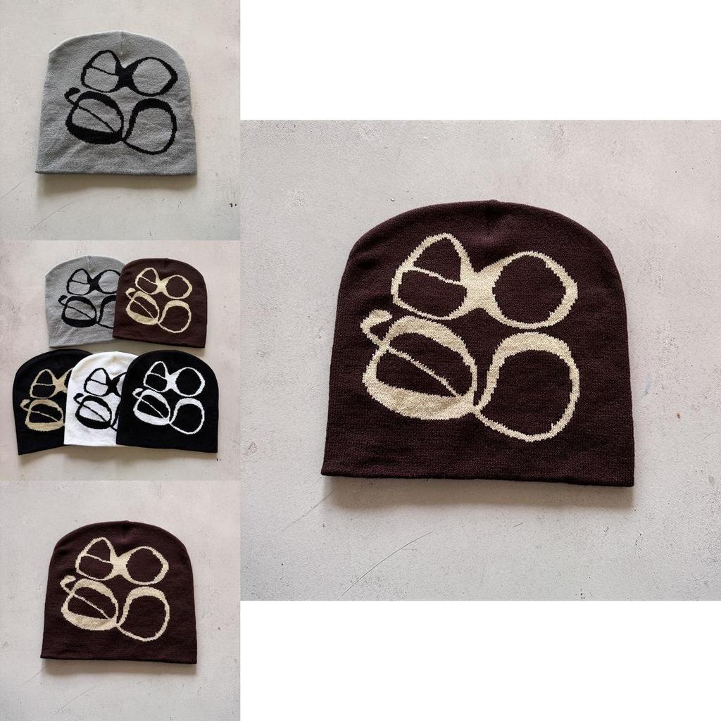 Korean Style High Top Knit Hat With Embroidered Letters For Autumn Winter Casual