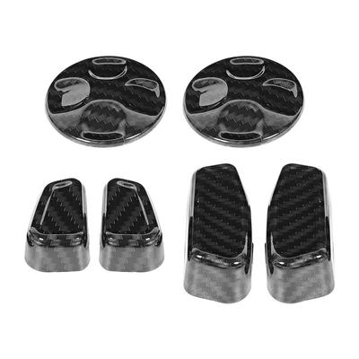 6PcsSet Carbon Fiber Pattern Car Seat Side Adjustment Handle Button Cover Trim Fit for Maserati