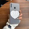 Heart Shape Suction Cup Phone Case for Samsung Galaxy A11 Semi Transparent Matte Shockproof Soft TPU Cover