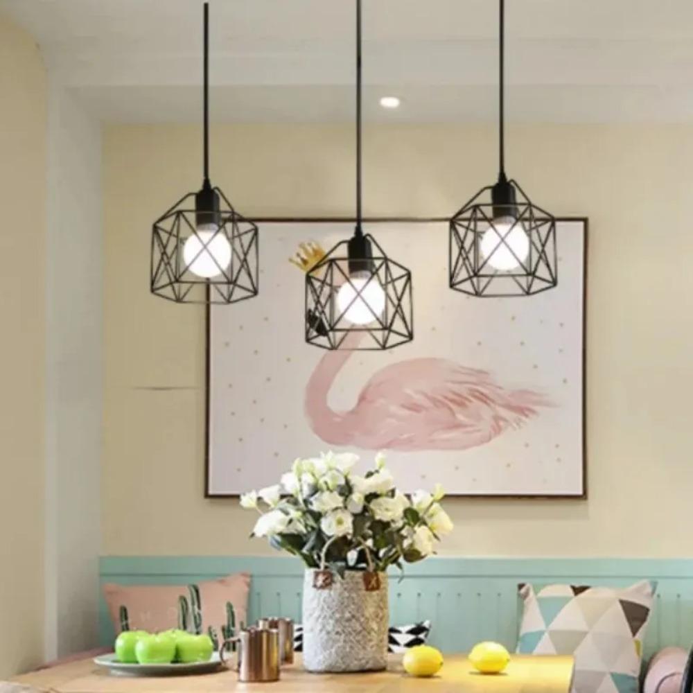 1/3 Heads Minimalist Black Pendant Ceiling Light Industry Hanging Lampshade Bedroom Kitchen Living Room Balcony Decor Lighting
