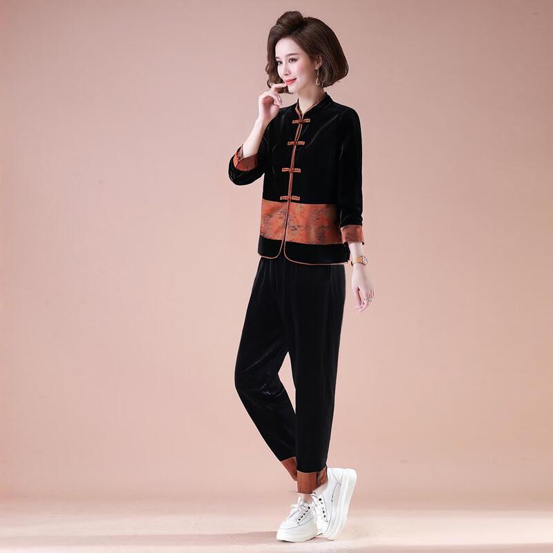 XUEXI Women's 2025 Spring Autumn Velvet Tracksuit Set