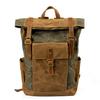 Sac à dos de luxe pour homme en toile cirée à l'huile avec cuir de vachette Sac pour ordinateur portable Haute qualité Tendance Sac à dos de voyage Imperméable Rétro Sacs à dos de jour