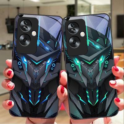 Kreativer Mech Für Oppo A79 5G 58 78 74 60 4G Reno 11F Realme GT 6 11 Note 50 10 C55 X2 Gehärtetes Glas Schwarze Handyhülle