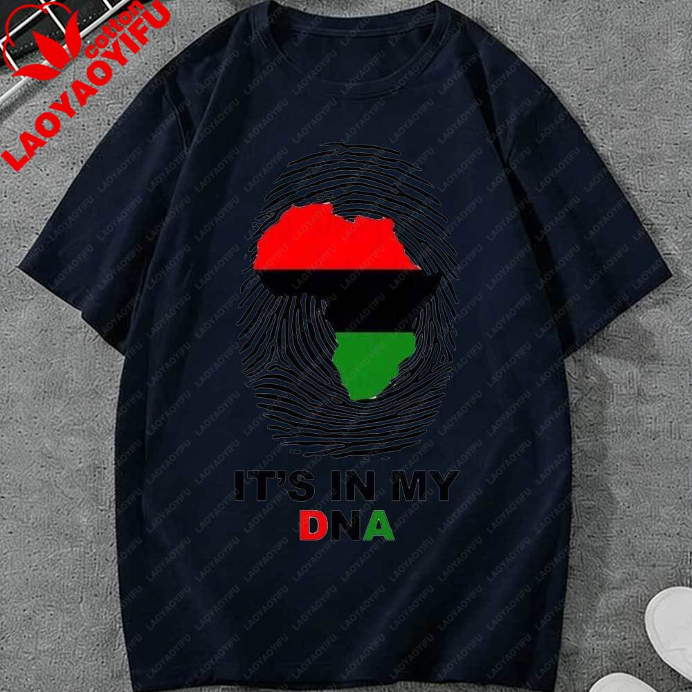 Juneteenth Its in My DNA Graphic TShirt African Map Fingerprint Black Pride Cotton Tops for Unisex Women Juneteenth Gift Apparel