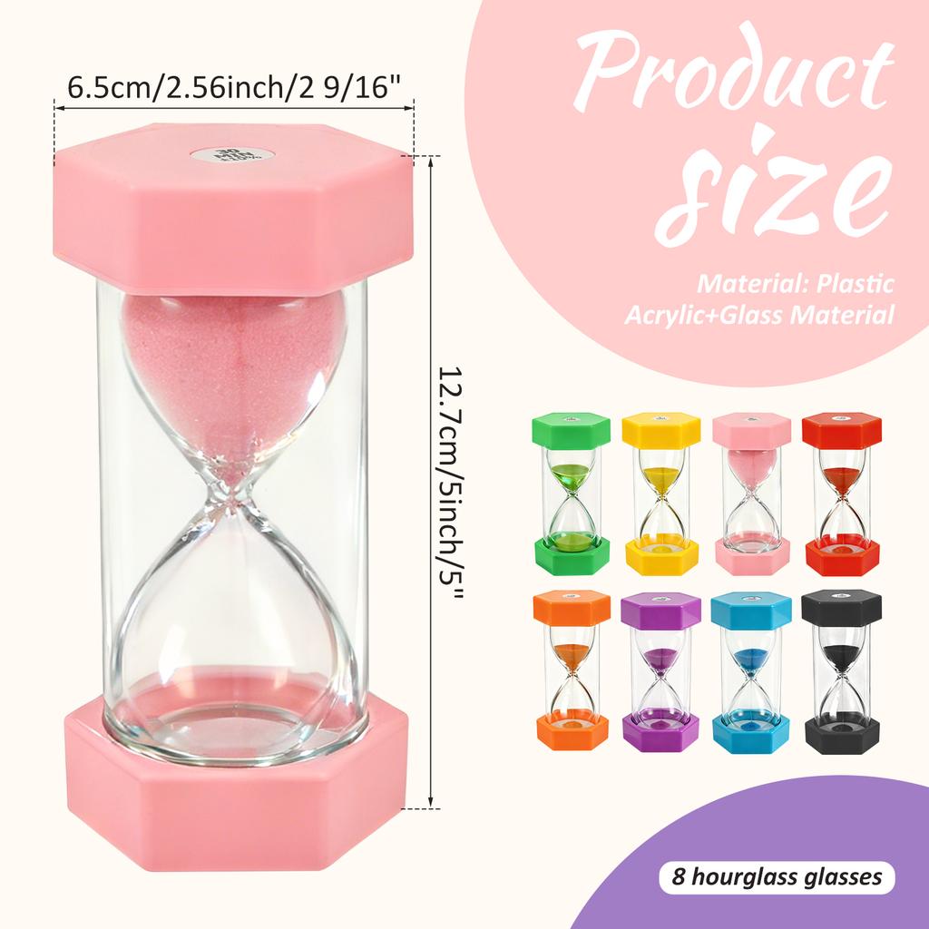 5/6/8Pcs Colourful Hourglass Timer Multi-purpose Hourglass Timers Set Decorative Sand Timer Cooking Timers for Game Study Sports