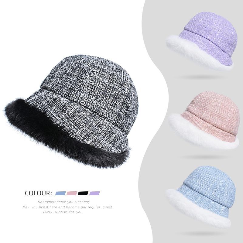 2023 Fluffy Bucket Hat Women Winter Warm Thicken Cold Protection Fisherman Cap High Quality Plush Thieken Fashion Ladies Panama Hat