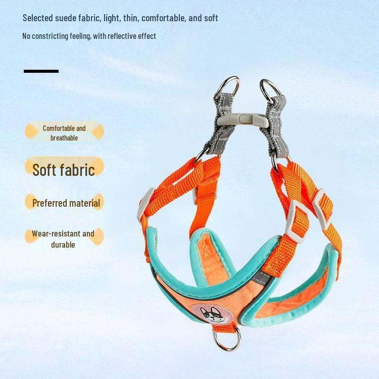 Reflective Vest-Style Harness with Leash for Small Dogs