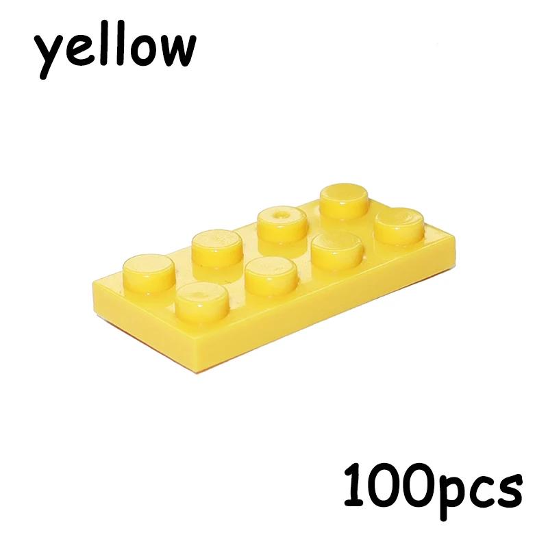 100PCS Size 2x4 Dot Plate 3020 MOC Assemble Particles DIY Building Blocks 2*4 Figures Bricks Educational Creative Toy for Kid