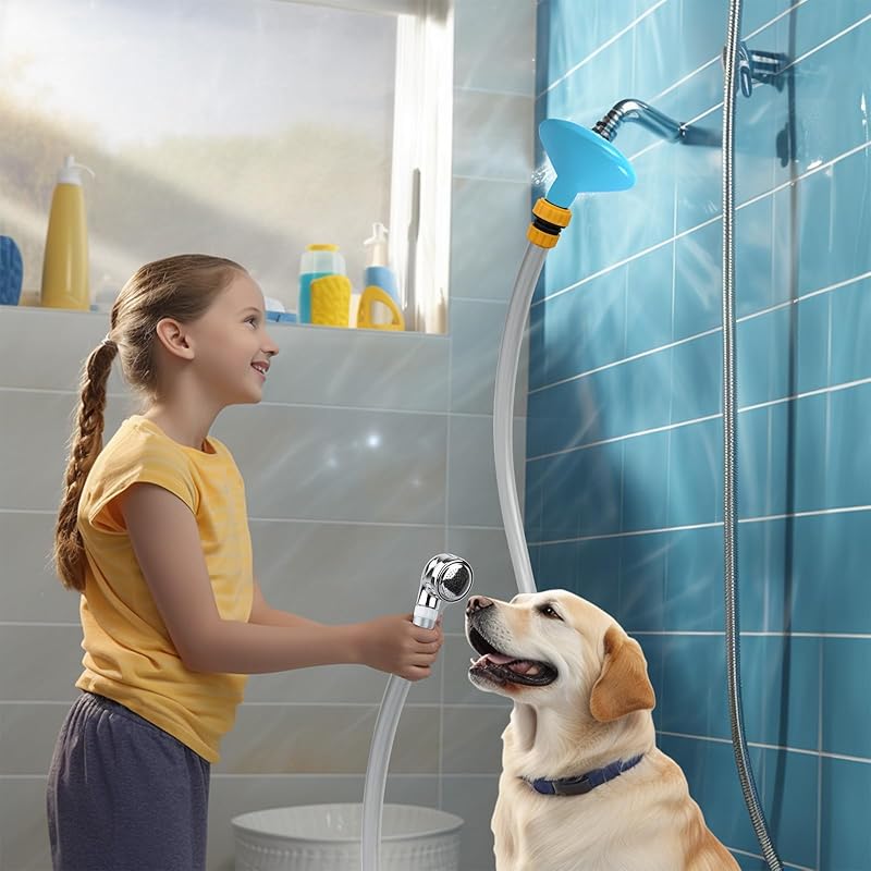 Handheld Dog Bath Shower Attachment, Fits 4  Sprayer, Slip-On Tub Faucet Hose and Sprayer (66a) 66d