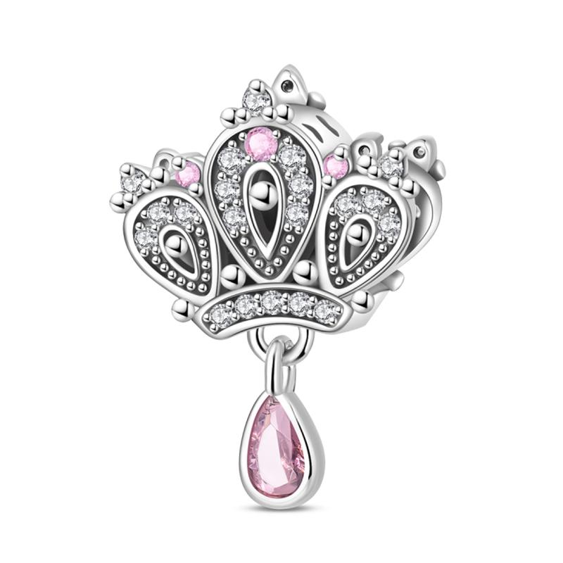 Silver Plated Lotus Heart Zircon Charm Beads for Qikaola 925 Bracelets DIY Jewelry Gifts Guardian Angel Design