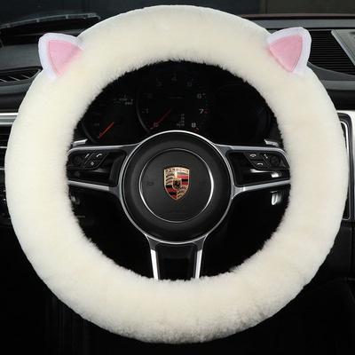 Car Steering Wheel Cover for Women, Cute Cartoon Short Wool Plush Fur Integrated Winter Goddess Internet Celebrity Universal Handlebar Cover
