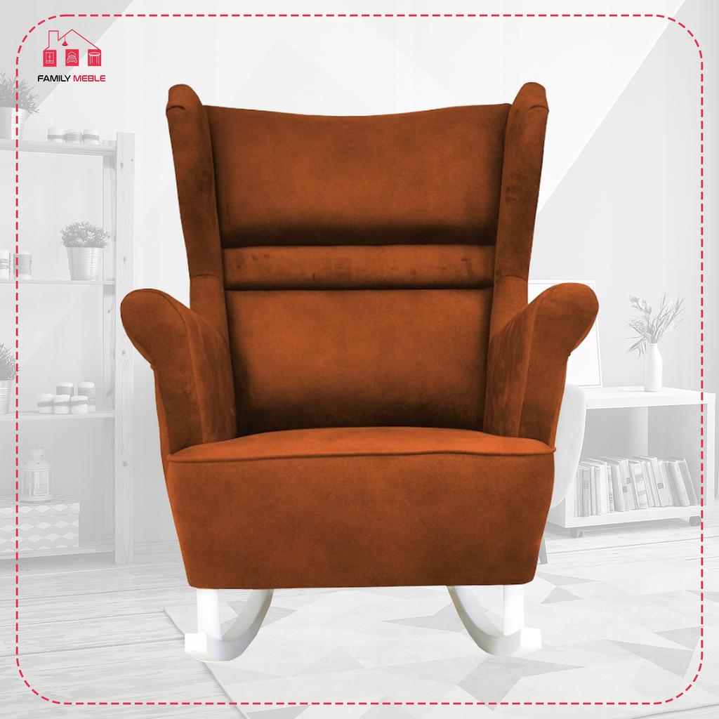 Fotel uszak Zoja bujany skandynawski Family Meble miedziany pomarańcz