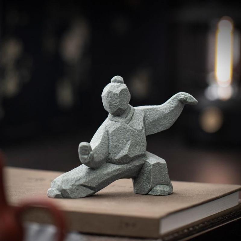 1Pcs Landscape Decoration Crafts New Chinese Martial Arts Figure Kung Fu Home Desktop Tea Table Creative Ornaments
