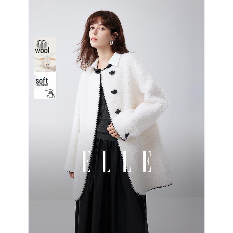 ELLE Women s French Style Lamb Wool Plush Coat S