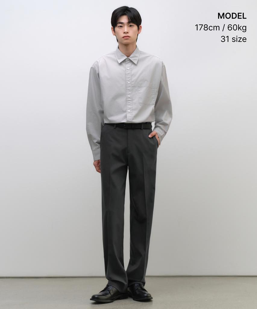 MUSINSA STANDARD Whipcord Straight Hidden Banding Slacks [Gray]