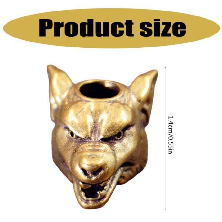 Paracord Pendant Brass Wolf Head Adornment for Adventure Seekers Keychain Charm Unique Backpack Hanging Ornament