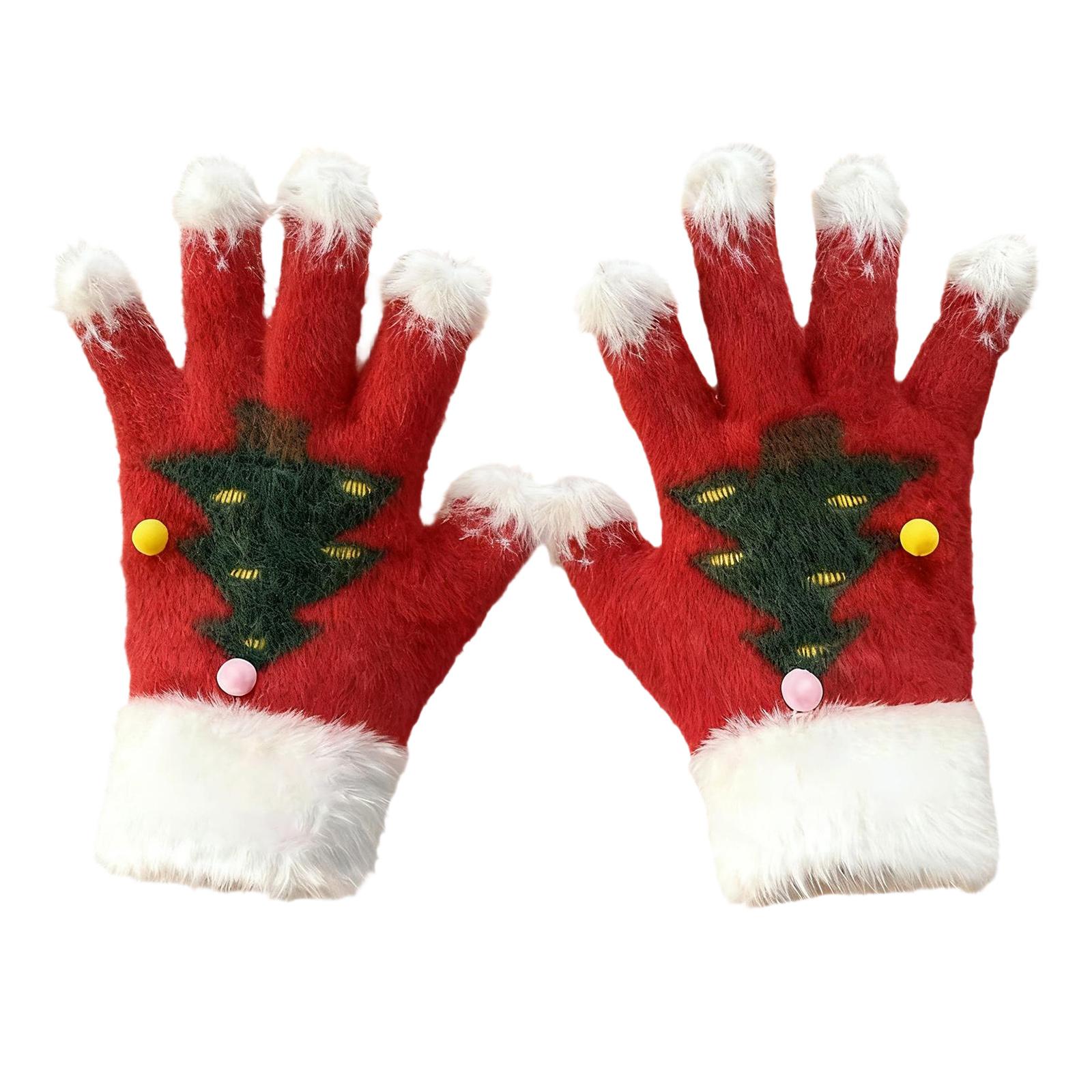 

Женские перчатки-варежки с рождественской елкой-снежинкой, зимние, без пальцев, с поддержкой сенсорного экрана, на флисовой подкладке, толстые и теплые One Size красный