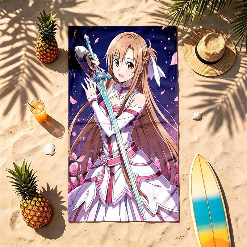 Épée d'art en ligne (5) Serviette de plage Thème Résistante au sable Douce et Confortable Convient pour la Piscine le Camping le Yoga et la Plongée Un Voyage