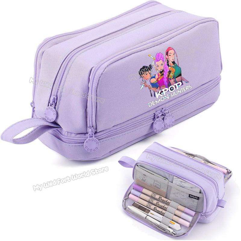 High Quality Kpop Demon Hunters High-capacity Pencilcase Rumi Mira Zoey Girl Stationery Pouch Cartoon Student Pencil Bag School Supplies