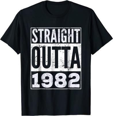 T-shirt Adulte Straight Outta 1982 T-shirt d'Anniversaire Drôle T-shirt Classique