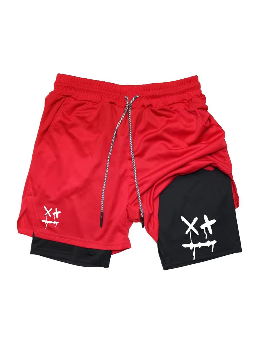 Baibao QIQI 2-in-1 Heren Trainingsshorts Sneldrogend met Telefoonvakje Handdoeklus Sportschool Hardlopen Fitness Compressie JW10102 XXL