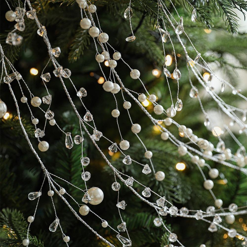 Crystal Imitation Pearl Chain Christmas Pendants New Year Creative Xmas Tree Ornaments Pendant Hanging Ornament