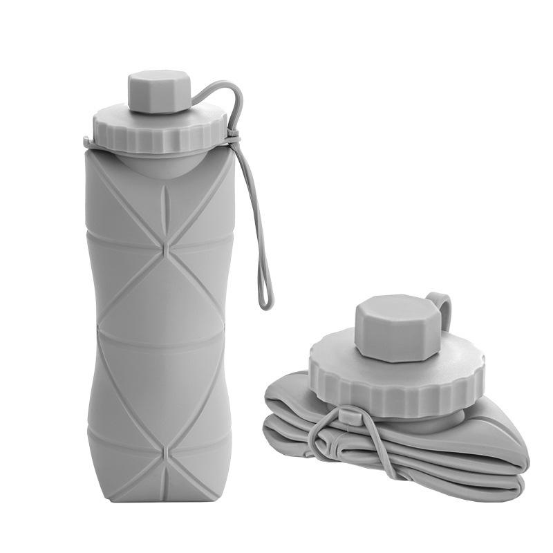 600 ml silikon sammenleggbar flaske Voksen bærbar gjenbrukbare plastkopper Utendørs reise treningsstudio Vannflaske Motiverende drikkeflaske