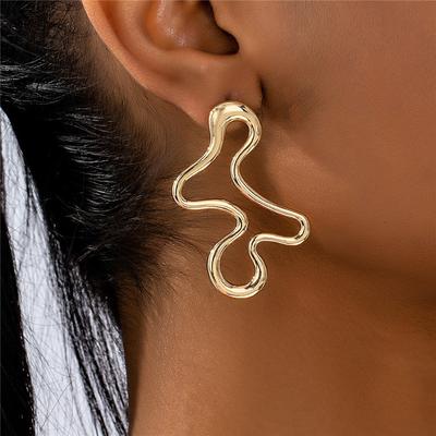 Minimalist Irregular Hollow Geometric Metal Earrings Punk Statement Earrings Charm Earrings