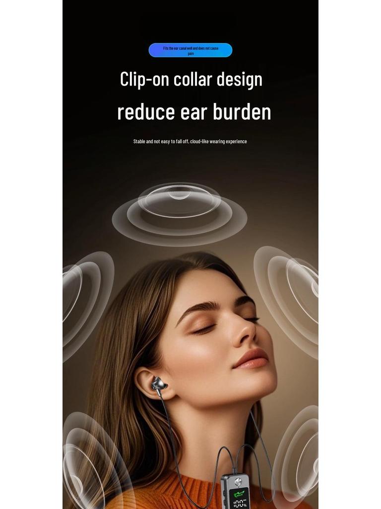 K-song Bluetooth 5.4 Stereo Earbud: Sports, Noise Reduction, Long Battery, Card Slot, Lapel Design.