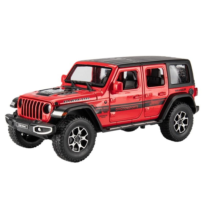 1/22 Jeeps Wrangler Rubicon Alloy Diecasts & Toy Vehicles Metal Toy Car Model Sound and Light Pull Back Collection Kids Toy Gift
