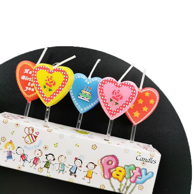 Bell Bright Cartoon Printing Little Love Birthday Candle Color Creative Retro Love Cake Decorative Candle