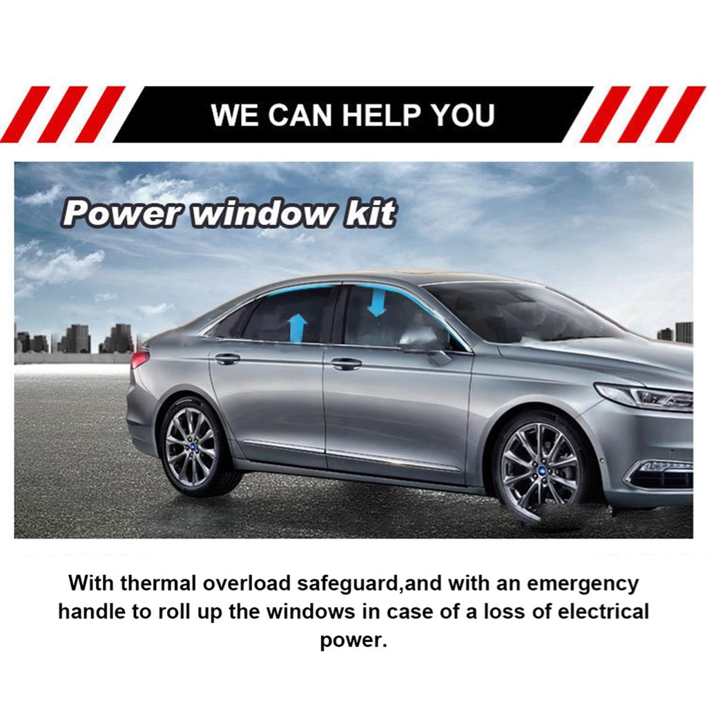 12V Universal Electric Power Window Lift Regulator Conversion Kit for 2 Door Pickup SUV Truck Van Car