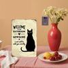 Funny Black Cat Tin Metal Sign Vintage Bathroom Decor Pub Wall Art
