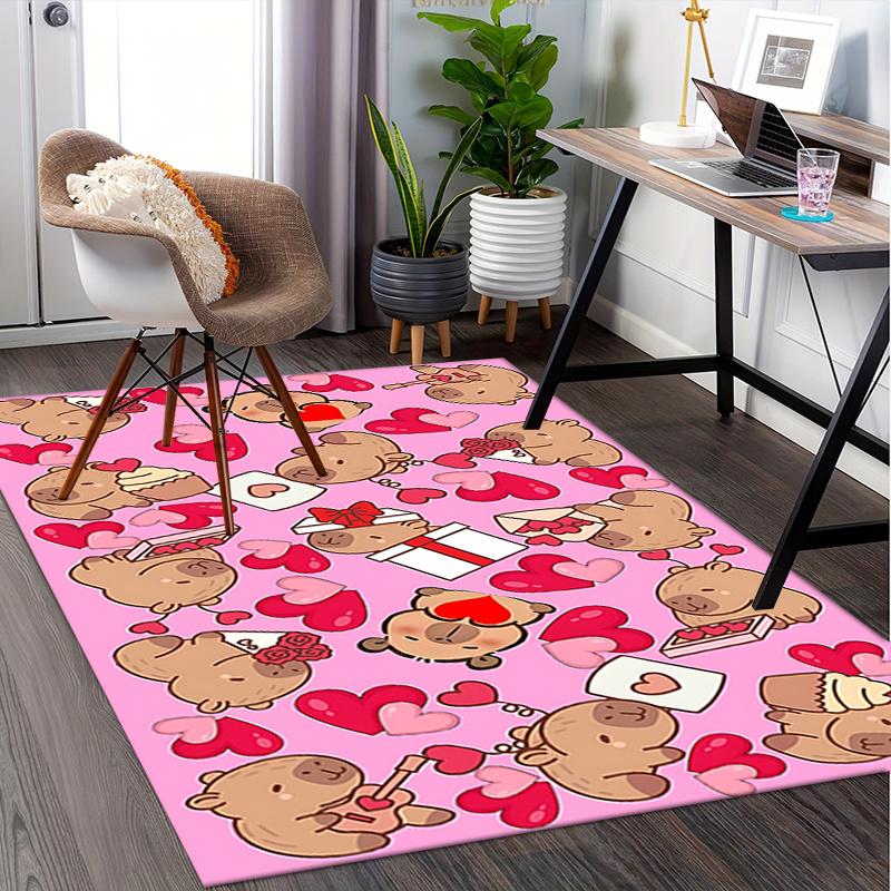 Chair Mat: Cute capybear Heart Chair Mat for Office Carpet Large Size Home Decor, Sofa Rug, Desk Pad Gift for Bedroom, Living Room, and All Rooms