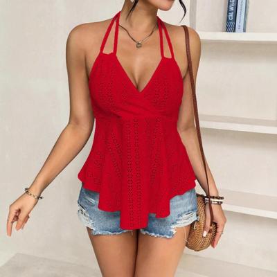 Ready-made Women's Halterneck Suspender Tops Hollow Strappy Vests for Commuting with Style