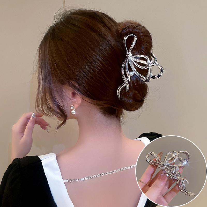 Pinces à cheveux à longues pampilles en cristal coréen pour femmes Luxe Or Argent Métal Grandes Pinces Crabe Accessoires de Mariage Femme Nouveau