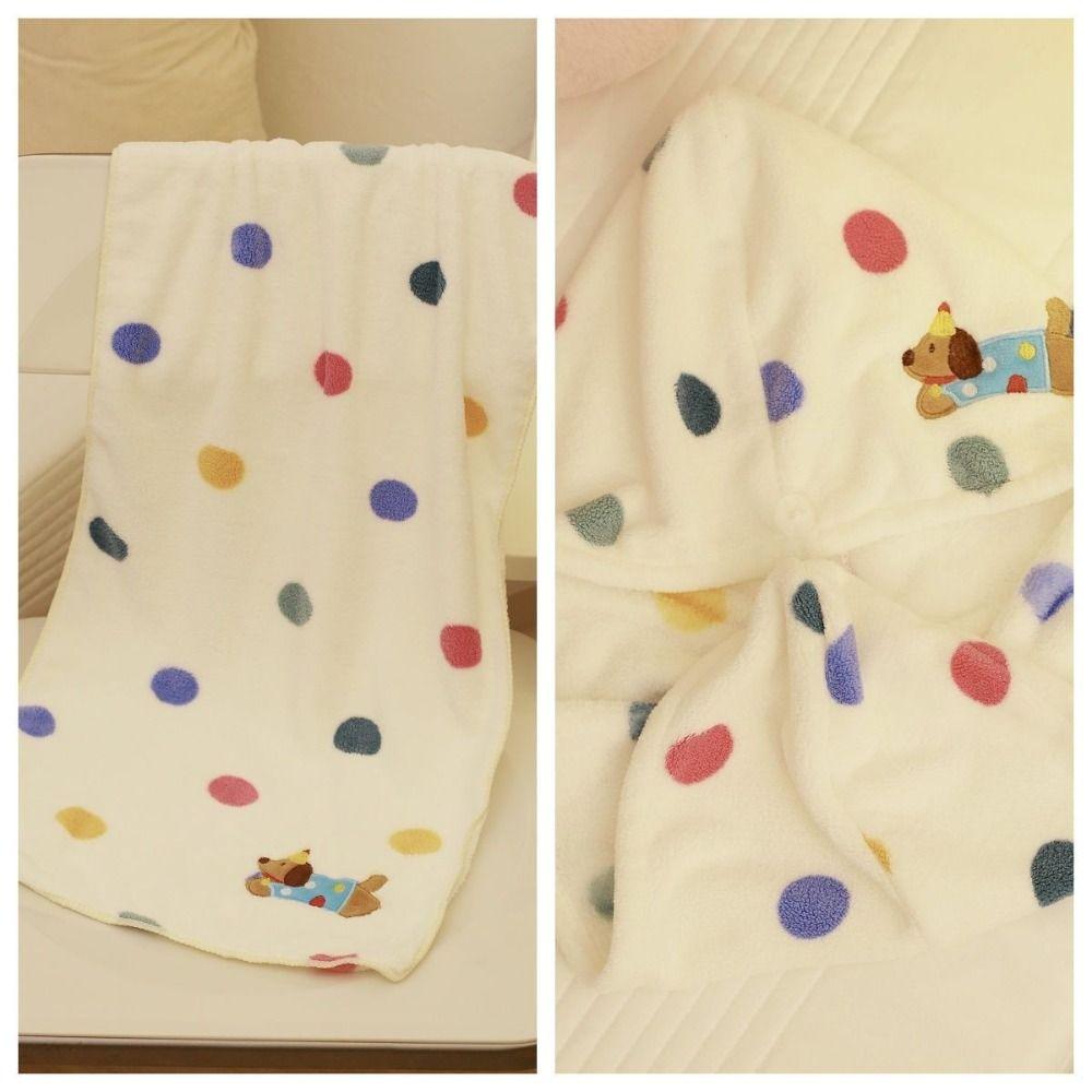 Cartoon Puppy Soft Towel Set Absorbent Pool Towel Skin Friendly Coral Fleece Bath Towel  Bathroom