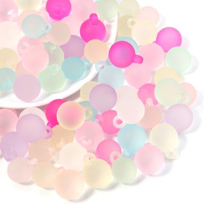 20pcs 14 16mm Acrylic Beads Colorful Matte Round Loose Beads With Hanging For Jewelry Making DIY Bracelets Necklace Accessories