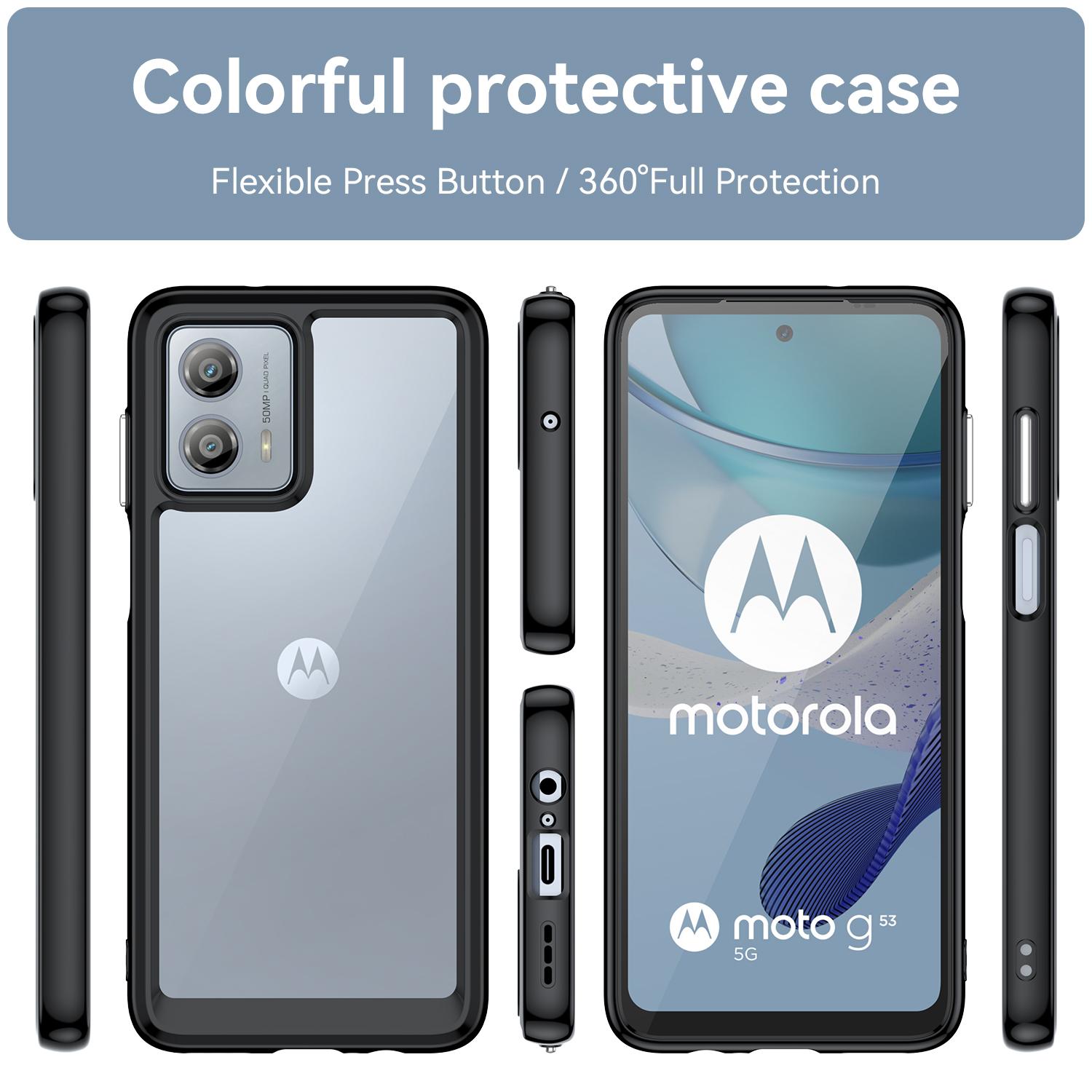 

For Motorola Moto G53 5G Cell Phone Cover Anti-scratch TPU+Acrylic Phone Case Blue