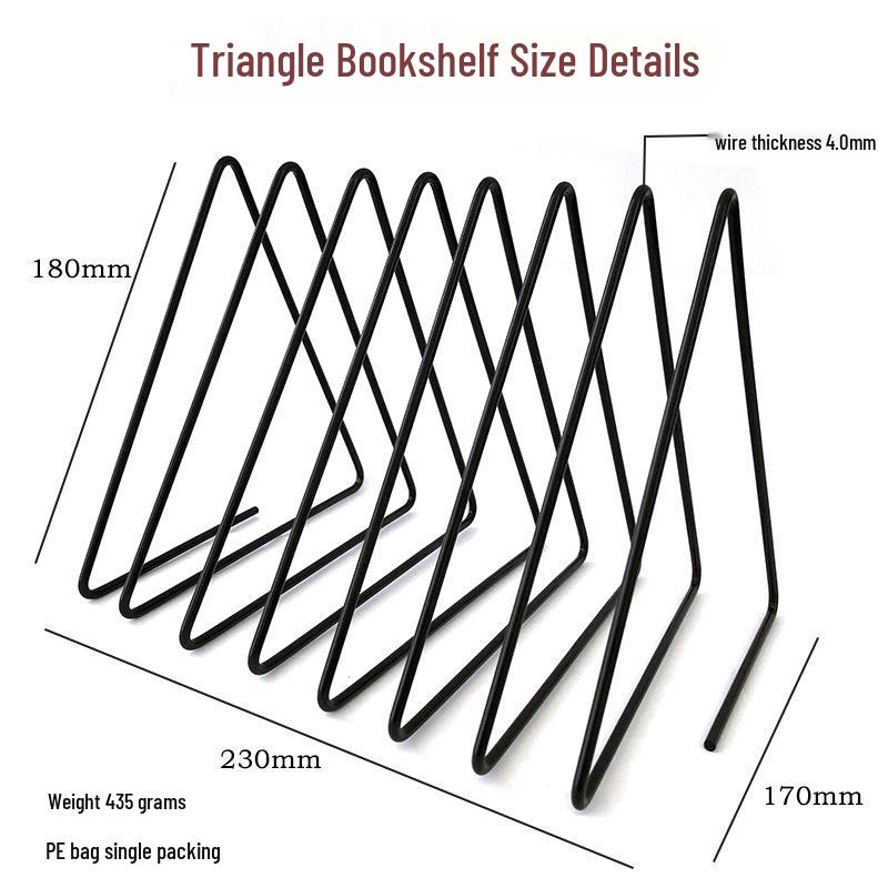 Nordic Style Iron Triangle Bookshelf Stand - Creative Desk Organizer for Books and Magazines