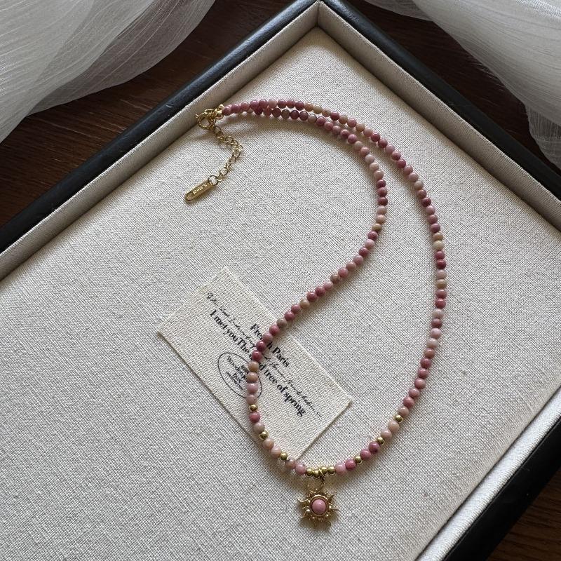 Натуральный красный турмалин, Ожерелье-чокер, Маленькая и эксклюзивная цепочка, Простая титановая и стальная цепочка с подвеской-подсолнухом, Ювелирное изделие.