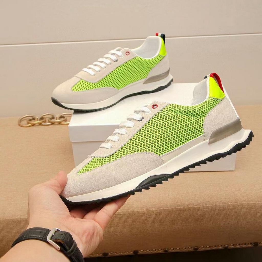 Handmade Casual Sneakers Luxury Brand Men'S Shoes Mesh Suede Top-Grain Cowhide Upper Lining Breathable Footwear Holiday Gifts